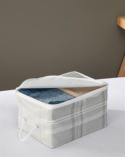 Plaid Lines Чанта За Дрехи Сиво, 30 X 22 X 18 Cm