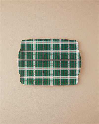 Plaid Lines Тепсия Нехлъзгащ се Меламин 41x31 cm Зелен