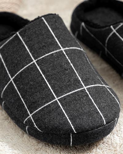 Plaid Lines Mens Home Slippers 42 Black
