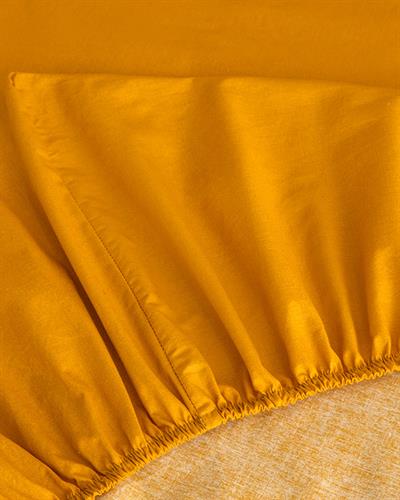 Plain Cottony For One Person Fitted Sheet 100x200 cm Mustard