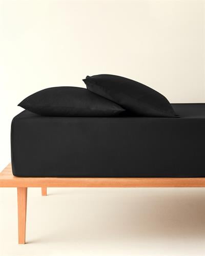 Plain Cotton For One Person Fitted Sheet Set 100x200 cm Anthracite