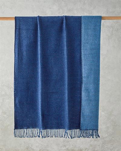 Plain Тв Одеяло Памучен с вафлена структура 110x170 см. Морскосин - Син.