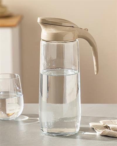 Plain Glass Water Bottle 1500 ml Dark Beige