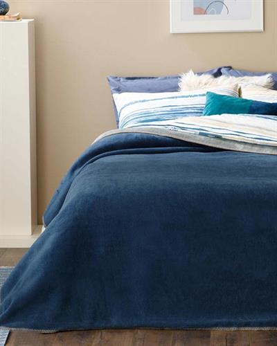 Plain Одеяло Единичен Памучен 150x200 см Сив - Морскосин