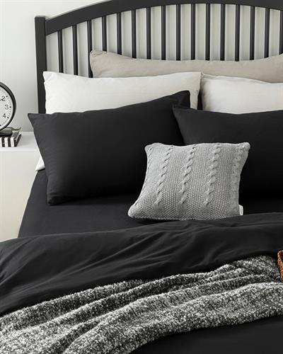 Plain Cottony For One Person Duvet Cover Set 160x220 cm Black