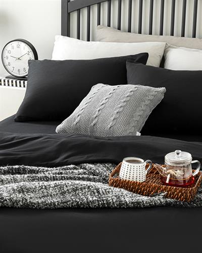 Plain Cottony For One Person Duvet Cover Set 160x220 cm Black