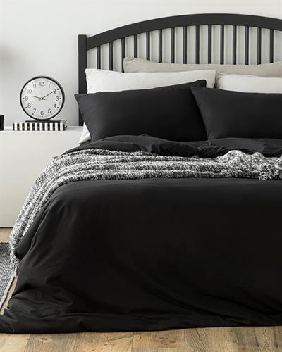 Plain Cottony For One Person Duvet Cover Set 160x220 cm Black