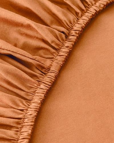 Plain Cotton Double Person Fitted Sheet Set 160x200 cm Terracotta