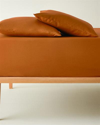 Plain Cotton Double Person Fitted Sheet Set 160x200 cm Terracotta