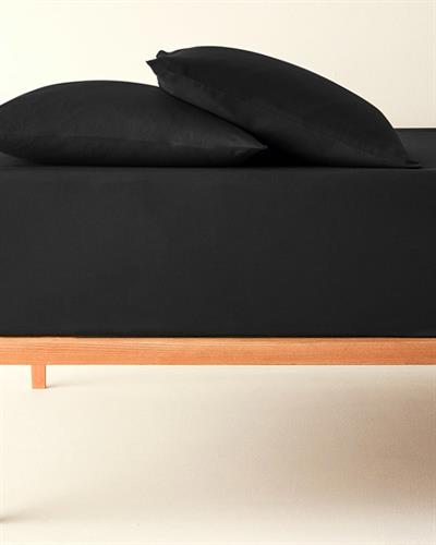 Plain Комплект Чаршаф С Ластик Двоен Памук 160x200 см Антрацит