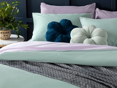 Plain СПАЛНО БЕЛЬО КОМПЛЕ За един човек Памучен 160x220 cm Celadon - Lilac