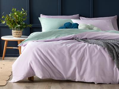 Plain СПАЛНО БЕЛЬО КОМПЛЕ За един човек Памучен 160x220 cm Celadon - Lilac