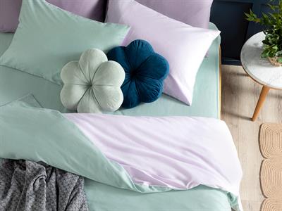 Plain СПАЛНО БЕЛЬО КОМПЛЕ За един човек Памучен 160x220 cm Celadon - Lilac