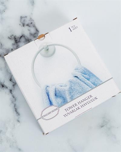 Plain Поставка За Хавлии Кръгъл, Метал, Екру, 17,7 X 15,0 Cm