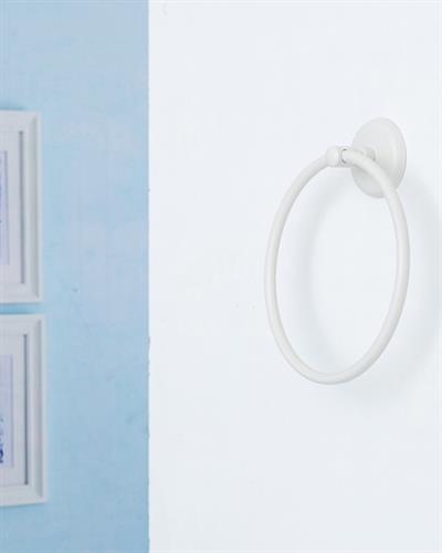 Plain Поставка За Хавлии Кръгъл, Метал, Екру, 17,7 X 15,0 Cm