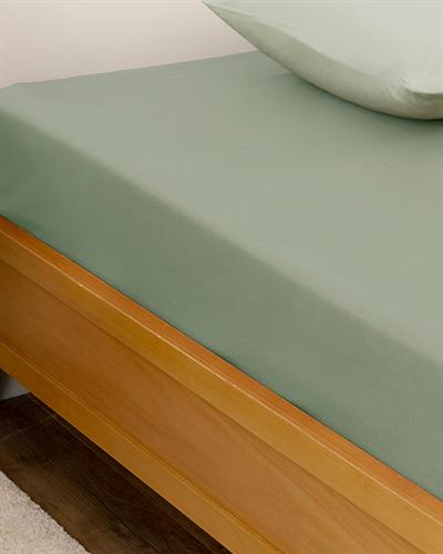 Plain Чаршаф С Ластик Кралски размер Памучен 180x200 см Тръстиково зелено