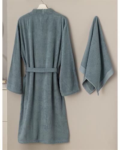 Plain Халат Комплект 2Бр., Памучен, Индиго, L-Xl