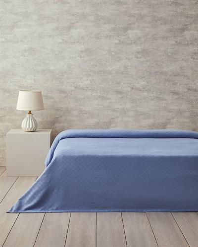 Plain Одеяло Пике Двоен Памучен 200x220 см Син