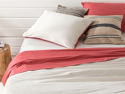 Plain СПАЛНО БЕЛЬО КОМПЛЕ Двоен човек Памучен 200x220 cm Слонова кост - РАЗПОЛЗВАНЕ