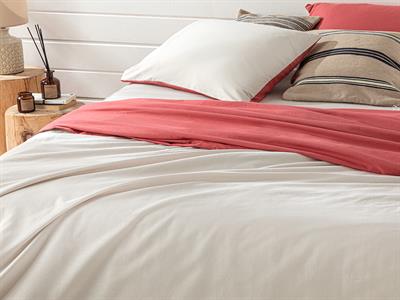 Plain СПАЛНО БЕЛЬО КОМПЛЕ Двоен човек Памучен 200x220 cm Слонова кост - РАЗПОЛЗВАНЕ