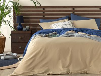 Plain СПАЛНО БЕЛЬО КОМПЛЕ Двоен Памучен 200x220 cm Dark Blue - Beige