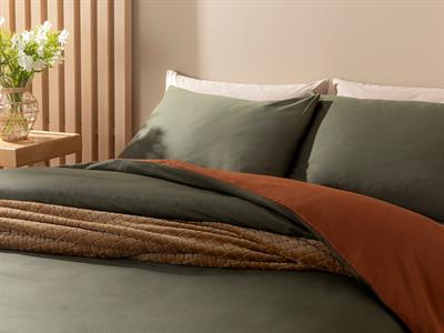 Plain СПАЛНО БЕЛЬО КОМПЛЕ Двоен Памучен 200x220 cm Green-Orange