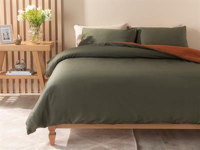 Plain СПАЛНО БЕЛЬО КОМПЛЕ Двоен Памучен 200x220 cm Green-Orange