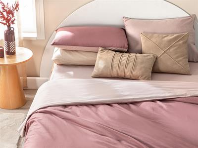Plain СПАЛНО БЕЛЬО КОМПЛЕ Двоен човек Памучен 200x220 cm Mauve - Damson