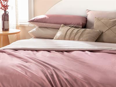Plain СПАЛНО БЕЛЬО КОМПЛЕ Двоен човек Памучен 200x220 cm Mauve - Damson