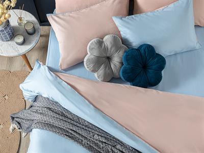 Plain СПАЛНО БЕЛЬО КОМПЛЕ Двоен Памучен 200x220 cm Mavi - Pudra