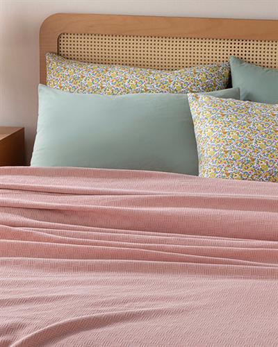 Plain Одеяло Пике Кралски размер Памучен 220x240 см Розов