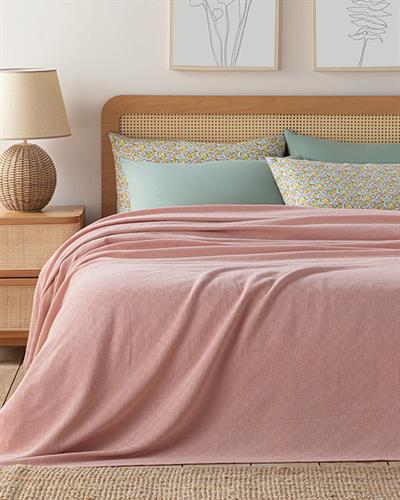 Plain Одеяло Пике Кралски размер Памучен 220x240 см Розов