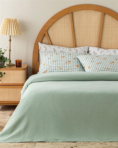 Plain Одеяло Пике Кралски размер Памучен 220x240 см Зелен
