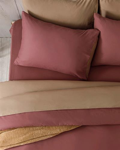 Plain Спален Комплект Кралски размер Памук 240x220 см Роза - Маслиненозелен