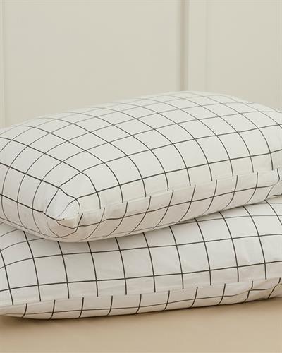 Plain Check Kombin Калъфка За Възглавница 2 бр. Памучен 50x70 см Бял