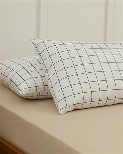 Plain Check Kombin Калъфка За Възглавница 2 бр. Памучен 50x70 см Бял