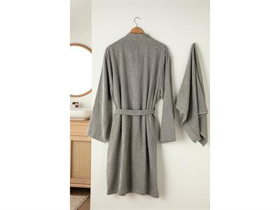 Plain Комплект Халат За Баня Комплект Памучен L-XL Тъмносив