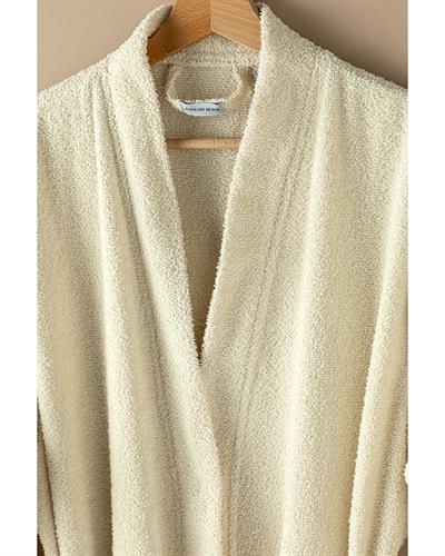 Plain Cottony Bathrobe S-M Cream