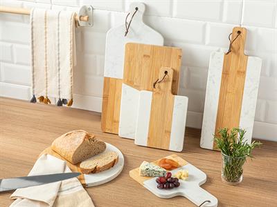 Playa Дъска За Рязане Мраморен Бамбук, Бежово-Бяло, 25 X 15 Cm