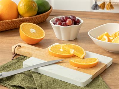 Playa Дъска За Рязане Мраморен Бамбук, Бежово-Бяло, 25 X 15 Cm