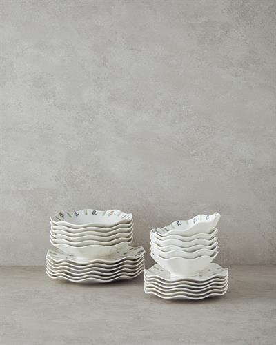 Pleasant Комплект За Хранене Порцелан 24 части за 6 души Зелен - Син