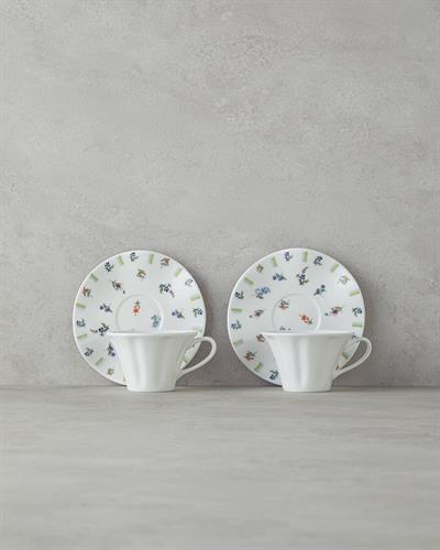 Porcelain 4 Parça 2 Kişilik Tea Cup Set 180 ml Green-Blue