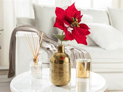 Poinsettia Изкуствено Цвете Един Стрък 75 см Червен