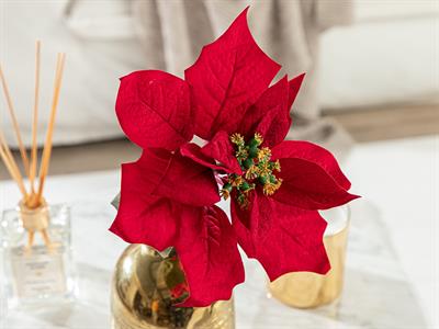 Poinsettia Изкуствено Цвете Един Стрък 75 см Червен