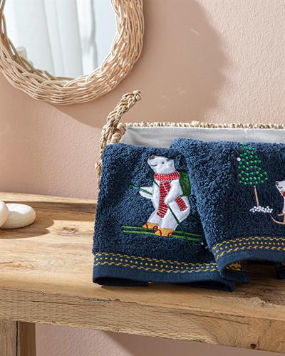 Polar Bear Бебешка Хавлия 2 Броя В Кутия, Памучен, Тъмно Синьо, 30 X 50 Cm