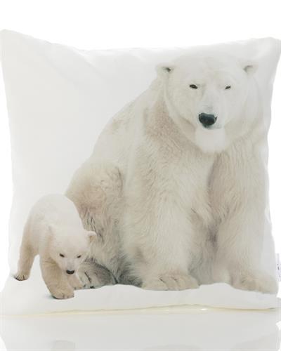 Polar Bear Family Декоративна Възглавница Без пълнеж Дигитален печат 40x40 см Бял