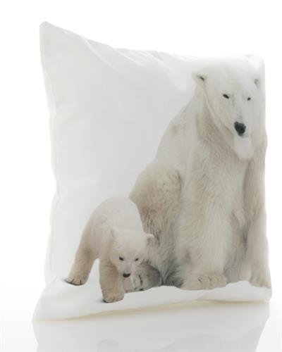 Polar Bear Family Декоративна Възглавница Без пълнеж Дигитален печат 40x40 см Бял