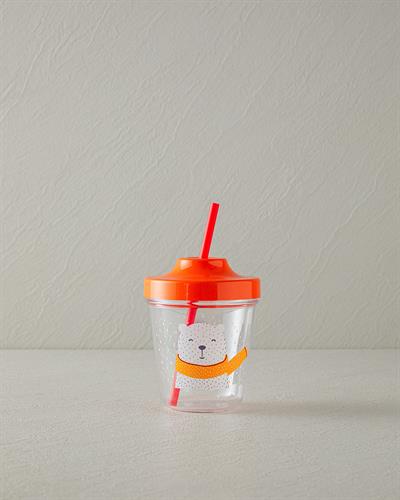 Polar Bear Детска Бутилка Със Сламка Tritan, Оранжево,, 350 Ml