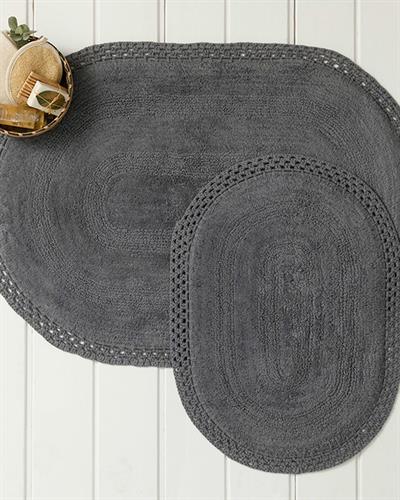 Polin Постелка За Баня Ко 2Бр., Памучен, Антрацит, 60 X 90 + 40 X 60 Cm