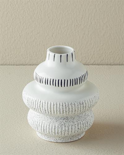 Polina Ваза Каменна керамика 13,5x15,5 см Бял